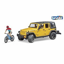 Bruder 2543 Jeep Wrangler Rubicon Unlimited s horským kolem a cyklistou, 3 ks