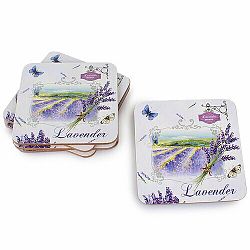 Dakls Korková podložka pod šálek Lavender bílá, 10 x 10 cm, sada 6 ks