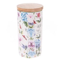 Porcelánová dóza s bambusovým víkem Flower Garden, 500 ml