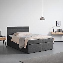 Boxspring Postel S Topperem Rosa 140x200 Cm, Tmavě Šedá