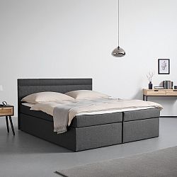 Boxspring Postel S Topperem Rosa, 180x200 Cm, Tmavě Šedá